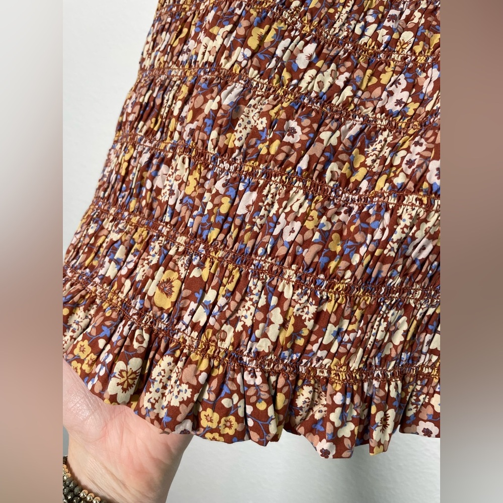Everlane Floral Smocked Tank Top in Brown and Yellow - Picture 4 of 8